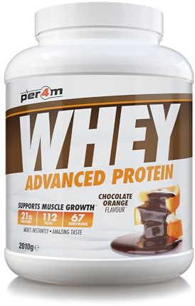 Per4m Whey Protein, Molkenprotein mit vollem Aminosäureprofil, unterstützt Muskelaufbau & Regeneration, reich an essentiellen Aminosäuren, für Sportler nach dem Training – Schokolade-Orange – 2.01kg