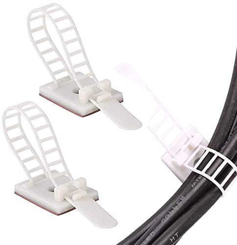 Mount Kumgang Reusable Cable Straps, 50 Pieces Nylon CABLE_HOLDER in White for Cable Management