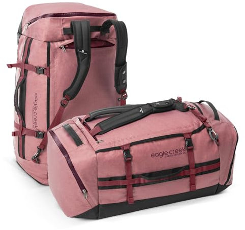 Eagle Creek Cargo Hauler Faltbarer Seesack für Reisen – langlebig und wasserabweisend, mit verstaubaren Rucksackgurten, U-Deckel und Schnellzugriffstaschen, Rot (Earth Red), 60 L