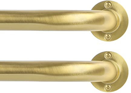 TANGWIN 2 Stück goldene Gardinenstangen, goldene Gardinenstangen für Fenster 71,1 bis 121,9 cm, verstellbare Verdunkelungsvorhangstange, Fenstervorhangstange 71,1-121,9 cm, gebürstetes G. Alt