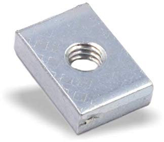 Nutenstein | Gewindeplatte 15x10x4 mm M4 Gewinde mittig | Stahl blau verzinkt (10 Stück)