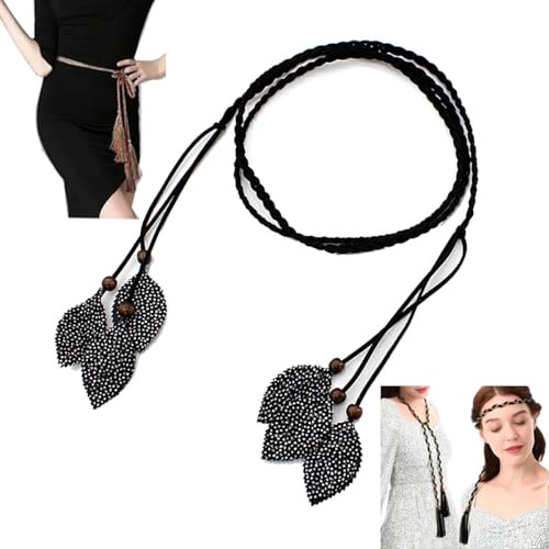 FAIRYGATE Damen Taillengürtel Vintage Gewebte Quasten Leder Dünn Seil Gürtel für Kleid, DA1020