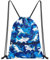 WAWSAM Rucksack mit Kordelzug für Kinder, 34 x 45 cm, Sporttasche, wasserdicht, Strand, Schwimmbad, Schule, mit Reißverschlusstasche, Shark A002
