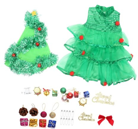 Holibanna 2 Pcs Spettacolo Di Natale Costume Di Prestazione Di Natale Costume Albero Di Natale Vestito Albero Di Natale Cappello Albero Verde Cosplay Vestito Dalla Ragazza Vestito Di Natale