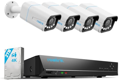 Reolink 8CH 4K Home Security Camera System, 4PCS 8MP 5X Optical Zoom Wired PoE Security Cameras Outdoor, Spotlights for Color Night Vision, 8CH NVR 2TB HDD, Smart AI Detection, 2-Way Audio, RLK8-811B4
