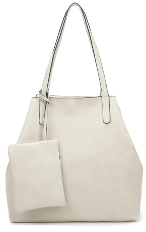 OBC Damen XXL Tasche Set 3in1 Shopper Handtasche Crossbody Hobo Bag Schultertasche Umhängetasche Cross-Over DIN-A4 Damentasche Reisetasche Beuteltasche Leder Optik Beige