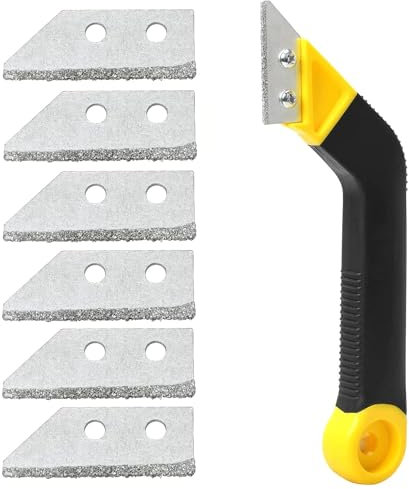 LABOFiC Grout Removal Tool, Tile Grout Remover Tiling Tools, Saw Angled Grout Scraping Rake with 6 PCS Extra Replacement Blades for Tile Cleaning