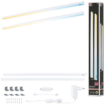 Paulmann 98619 LED Unterschrankleuchte Inline Starterset 2x6W 550x26mm 2x500lm 24V Weiß matt Tunable White