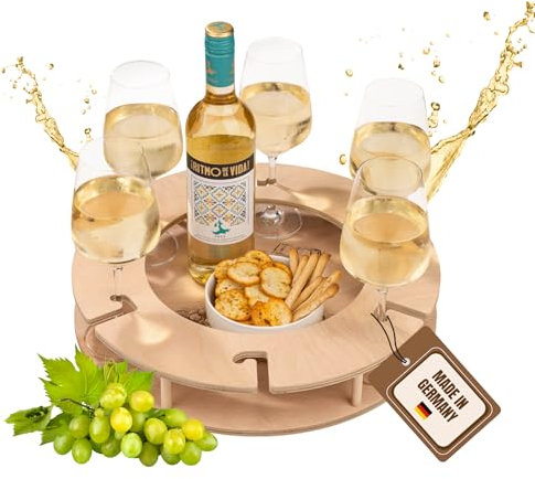 INEXTERIOR AperolBar für 6 Gläser – LilletBar – WeinBar – Tablett für Weingläser und Aperitifs – Beeren und Orangen Designs – Geschenk für Aperol, Lillet oder Wein Liebhaber (Natur, Lineart)