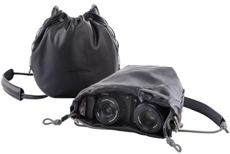 PGYTECH OneGo Borsa a Tracolla per Fotocamera con Coulisse, Custodia Morbida Compatibile con Fotocamere Mirrorless Nikon/Canon/Sony/Fuji/Action, Nero