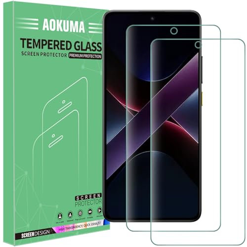 AOKUMA Protector de Pantalla para Xiaomi Poco X6 Pro/Poco F6 Pro, [2 Unidades] Cristal Templado para Poco F6 Pro Fácil Instalación, Vidrio templado 9H,Sin Burbujas, Alta Definicion,Anti-Arañazos