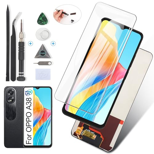 RongZy Pantalla para OPPO A38 CPH2579 Pantalla Táctil LCD Kit de Pantalla de Repuesto Ensamblaje Digitalizador de Reemplazo para OPPO A18 Pantalla táctil con Herramientas(Negro)