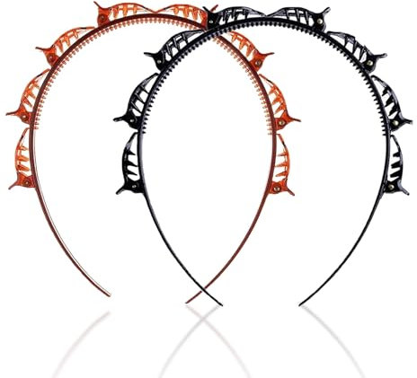 2 Stück Haarreif mit Klammern, Hair Twister Haarreifen, Geflochtene Stirnbänder, Double Bangs Hairstyle Hairpin, Twist Clip Stirnband, Stirnband Frisurenhilfe, Styling-Zubehör für Frauen und Mädchen