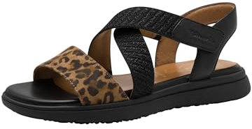 Tamaris Femme Comfort Damen Flache Sandale Plate, Black Leo, 40 EU