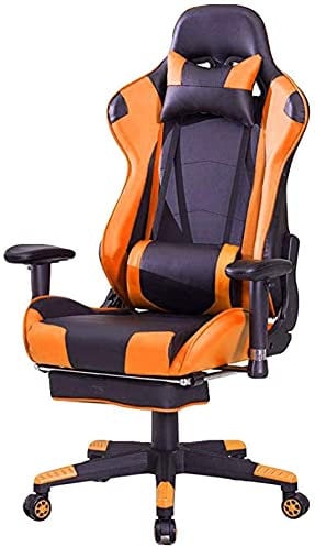 GJDHUQO Office Chair Gaming Chair, Office Chair with Arms, Reclining Computer Chair Swivel Chair with Footrest (Color : White)(Gaming Chair) (Orange) lofty ambition Chasing the Dawn