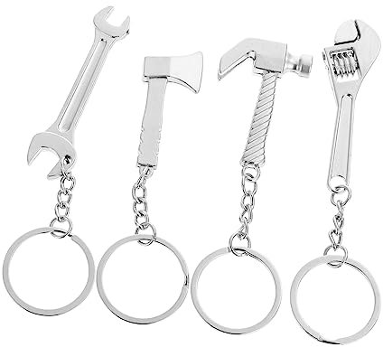 SAFIGLE 4 Stück Schlüsselanhänger Mit Werkzeugimitat Dekorativer Schlüsselanhänger Aus Zinklegierung 3D-schlüsselanhänger Für Männer Und Frauen Und Glänzend