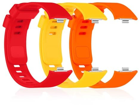 OcioDual Bracelet de Montre Intelligente, Lot de 3 Bracelets Compatibles avec Xiaomi Smart Band 8 Pro, Redmi Watch 4, Silicone, Jaune,Rouge,Orange Pour Bracelets de montre