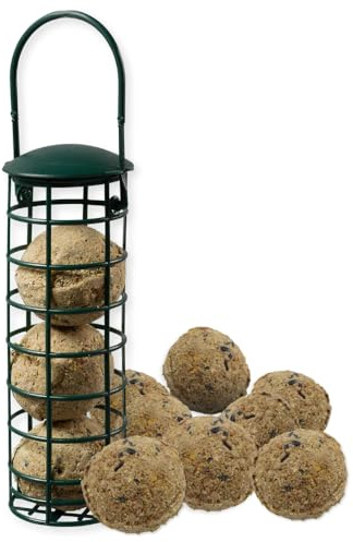 PANTO Meisenknödel Vorratsset – Spender & 100 netzlose Knödel | Nachhaltige Futterstation mit Meisenknödelspender & netzlosem Meisenfutter – energiereich & ganzjährig für Wildvögel