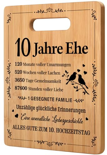 Joyvado Rosenhochzeit Geschenke, Romantisches Geschenk zum 10. Hochzeitstag, Bambus-Schneidebrett zur Feier der 10 Jahre Ehe