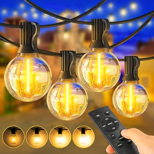 JEYMORKEY Outdoor String Lights Mains Powered - 15M G40 Garden Festoon Lights with Shatterproof LED Bulbs Waterproof for Outside Patio Gazebo Pergola