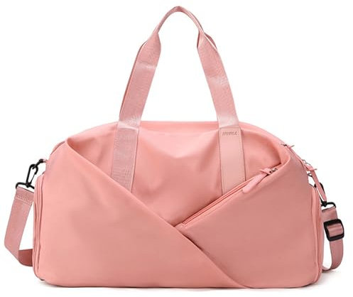acfeco Sporttasche Damen, Schwimmtasche mit Nassfach und Schuhfach, Wasserdicht Handgepäck Trainingstasche Reisetasche Weekender Tasche für Fitness Yoga und Reisen Rosa Einfarbig Moden