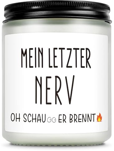 Giftasy Lustige Geschenke für Frauen - Duftkerze im Glas, Geschenk Geburtstag Frau Freundin Mama Oma Schwester, Geburtstagsgeschenk, Mein Letzter Nerv