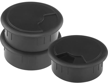 3 Stück Kabeldurchführung Schreibtisch,60mm Kabeldurchlass Kunststoff,Schreibtisch Kabeldurchführung,Schwarz Kabeldurchlass für Tisch Office Schreibtische