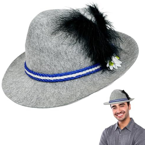 Bayerischer Alpen-Hut oktoberfest, Fedora mit Feder | Deutscher Hut im bayerischen Stil mit Federn - Trachten-Kostüme Bergcaps für Karneval und andere Festivals Kultur