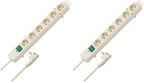 Brennenstuhl Comfort-Line Plus, Steckdosenleiste 6-Fach (Mehrfachsteckdose mit Flachstecker und Schalter, Mehrfachsteckdose mit 2m Kabel und extra Breiten Abständen der Steckdosen) weiß