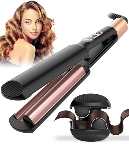 Welleneisen für Haare, 2025 Upgraded Lockenstab Große Locken mit 5 Einstellbarer Temperatur, LCD-Display, Keramik Lockenstab Schnellaufheizung lockenstäbe Hair Waver für Alle Haartypen (blak)