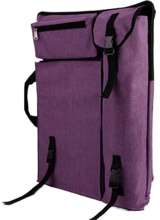 WAJJWI Kunstmappe Tasche Art Portfolio Case Tragetasche Drawboard Aufbewahrungstasche Tragbare Handheld-Schulterbox Künstler-Zeichenbrett(Purple)