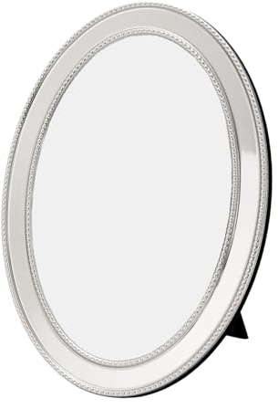 Happy Homewares Contemporary Chic Oval Nickel Plated Metal 4x6 Picture Frame with 3D Dotted Design | For Table or Wall