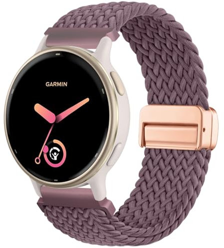 CUNUJIX Geflochtene Armband Ersatz für Garmin Vivoactive 6/Vivoactive 5/Vivoactive 3/Venu 2 Plus, 20mm Magnetische Dehnbare Nylon Gewebeband für Garmin Forerunner 55/245/645 Herren Damen