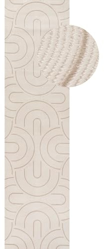 THE RUGS Carmel Modern Area Rug - Stain-Resistant, Non-Shedding, Durable Rugs for Bedroom and Hallway [ Wave Beige, 80x300 cm ]