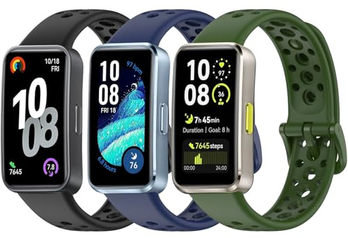 OUTPUTBT 3-Stück Weiches Silikon Armbänder Kompatible mit Huawei Band 10/9/8 Armband Sport Ersatzarmband für Damen Herren