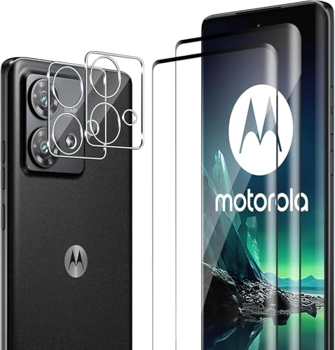 ELYCO Protection Écran pour Motorola Moto Edge 40 Neo, 2 Pièces 9H Dureté Verre Trempé + 2 Pièces Caméra Arrière Protecteur, Ultra HD, Sans Bulles, Anti-rayure, Film Protection D'écran