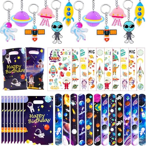 Saier tbo Set di 44 bomboniere per feste di compleanno per bambini, set con portachiavi, braccialetti a scatto, sacchetti regalo, adesivi per decorazioni di compleanno (stile 3)