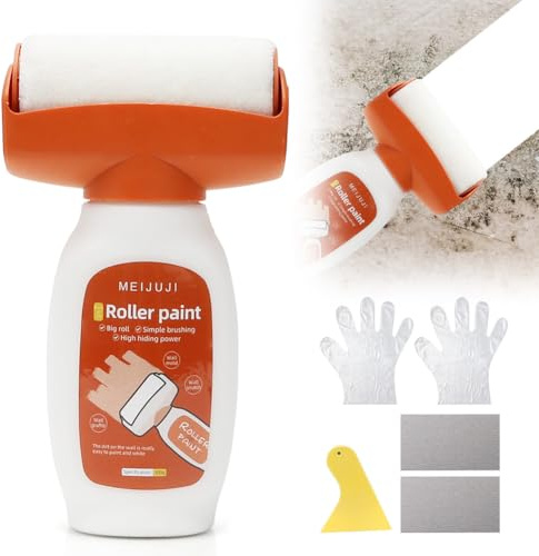 MIUUIPI Wandfarbe Ausbessern Weiß, 500g Wandreparatur Rollbürste, Ausbesserungsfarbe Weiss Roller, Farbe Wand Ausbessern Roller mit Wandreparaturpast für Wandkratzer Graffiti Flecken Risse usw