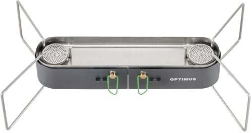Optimus Gemini II Fornello da campeggio a doppio fornello, 2 x 2500 W, attrezzatura da cucina per esterni, ultraleggero, per trekking, emergenza, robusto design svizzero