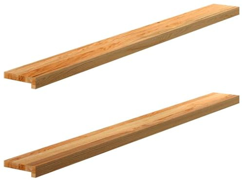 ZIRLANLV 2er-Pack Fensterbänke aus Massiver Eiche, Dekoratives Leistenregal, Dicke und Stabile Fensterbankverlängerung für Heimdekoration, Pflanzenpräsentation und (Hellbraun)
