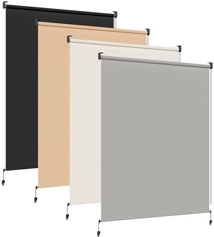 HOMEDEMO Außenrollo Senkrechtmarkise Außen, 220g/m² Stoff, Balkonrollo sonnenschutzrollo, Outdoorrollo Wetterfest Windschutz Sichtschutz, Vertikalmarkise für Balkon & Terrasse, 180x180cm Grau