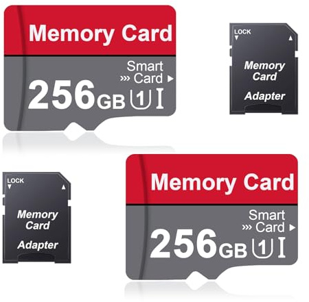 2 Pack Tarjeta de Memoria 256GB con Adaptador,Tarjeta SD de Alta Capacidad 256 GB Memory Card UHS-I C10 A1,Alta Velocidad Tarjeta TF para Tableta/Móvil/Cámara/Dashcam/Consola