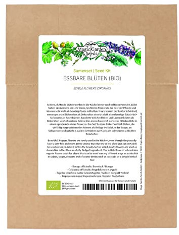 Flores comestibles (Orgánicas) - Semillas-Set de con 4 variedades aromáticas y hermosas