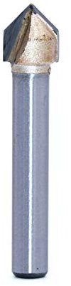 V Groove Router Bit 90 Degree Double Flute Chamfer and Bevel Bit Carbide Tipped Woodworking Tool Engraving Router Bit 3/8Dia x 1/4 Inch Shank