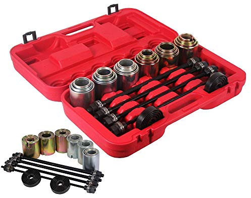 Ou Best Choose - Set universale di attrezzi con estrattori per cuscinetti ruota, 26 pezzi, con manicotti di pressione, boccole in gomma, kit di smontaggio/montaggio per automobili