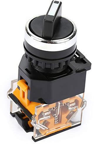 Interruptor giratorio, 22 mm redondo 2 posiciones Interruptor de cambio autoblocante 10A 220/380V 1NC 1 NO para arrancadores electromagnéticos, contactores, relés