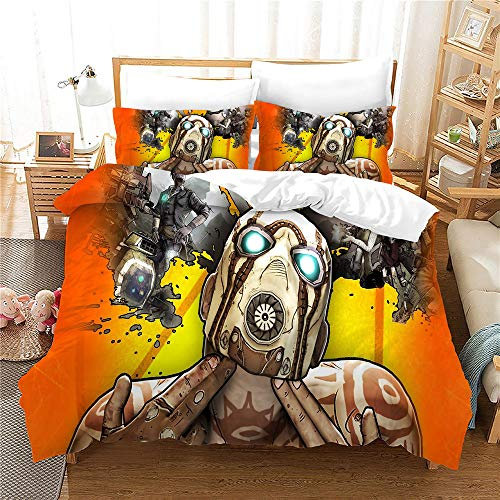 NICHIYO Borderlands Bettwäsche Set - Bettbezug und Kissenbezug,Mikrofaser,3D Digital Print dreiteiliger Bettwäsche(Bettbezug + Kissenbezüge) (1,Single 135 * 200cm)