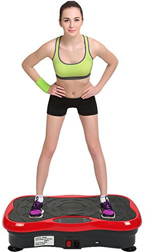 Fitness Platte Vibrationstrainer, für den Büro-Wohnzimmer, Multi-Funktions mit Bluetooth und USB,Vibrationsplatte Body-Shaper der Eignungs-Ausrüstung (Schwarz+Rot)