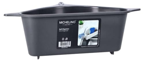 Michelino Spülorganizer Grau Spülbecken Organizer Küche Spülbeckenregal Spüle Korb Ecke Kunststoff Ablage Lagerung