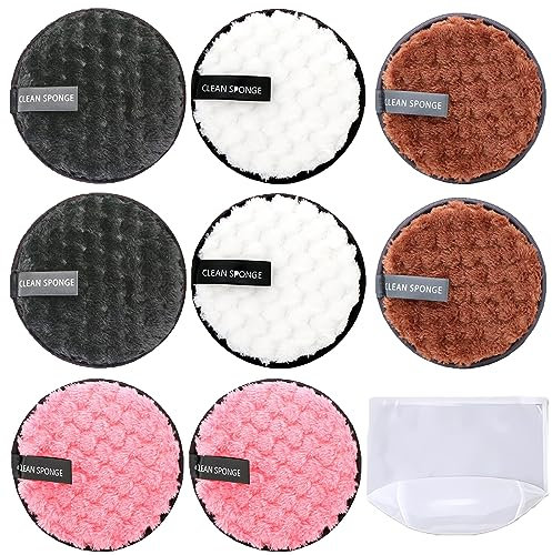 8er-Pack abschminkpads waschbar, Organische Make-Up-Entferner-BaumwollschwäMme, mit Reinigungsbeutel, Wiederverwendbar, Doppelseitige Reinigung, FüR Make-Up-Entferner Gesichtsreinigungsbehandlung